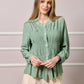Barbara Pleated Waist Button Shirt - Green