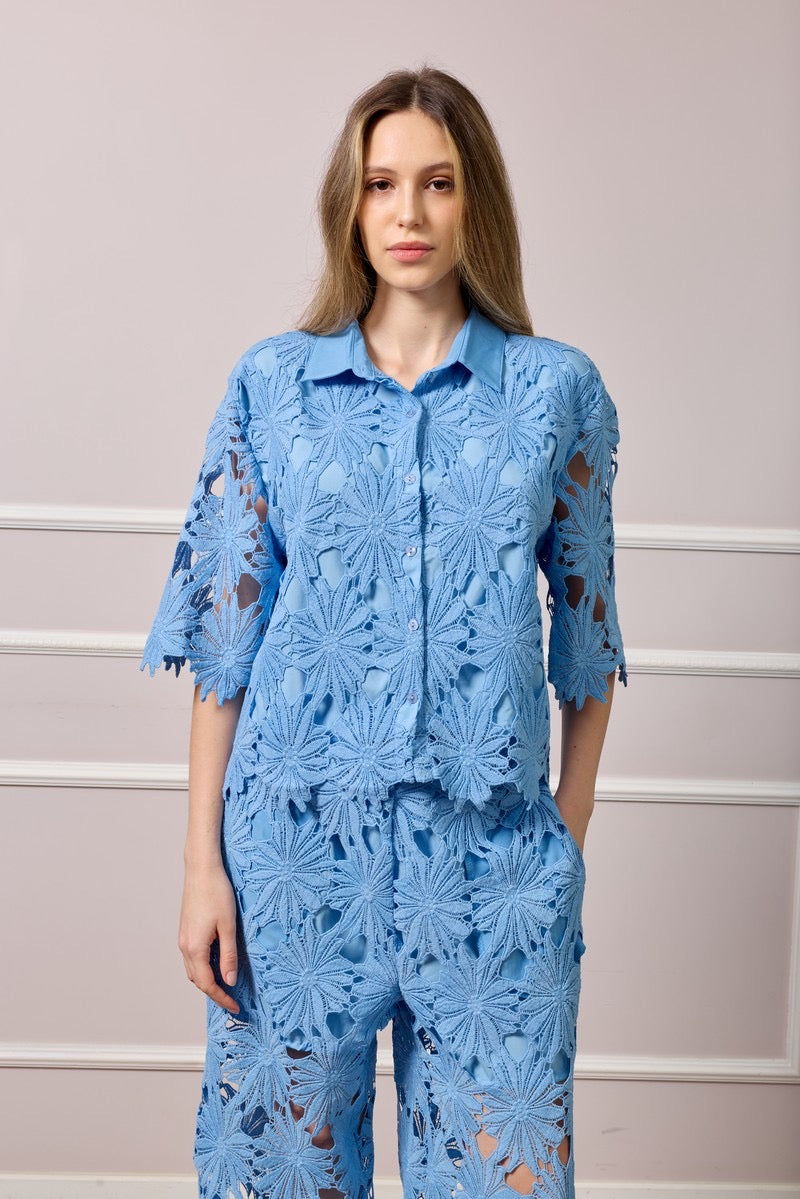 Noreen Lace Top - Blue