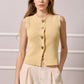 Sonya Knit Gilet with Heart Shaped Button - Light Yellow