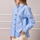 Clare Striped Button Up Shirt - Blue