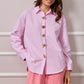 Clare Striped Button Up Shirt - Pink