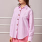 Clare Striped Button Up Shirt - Pink