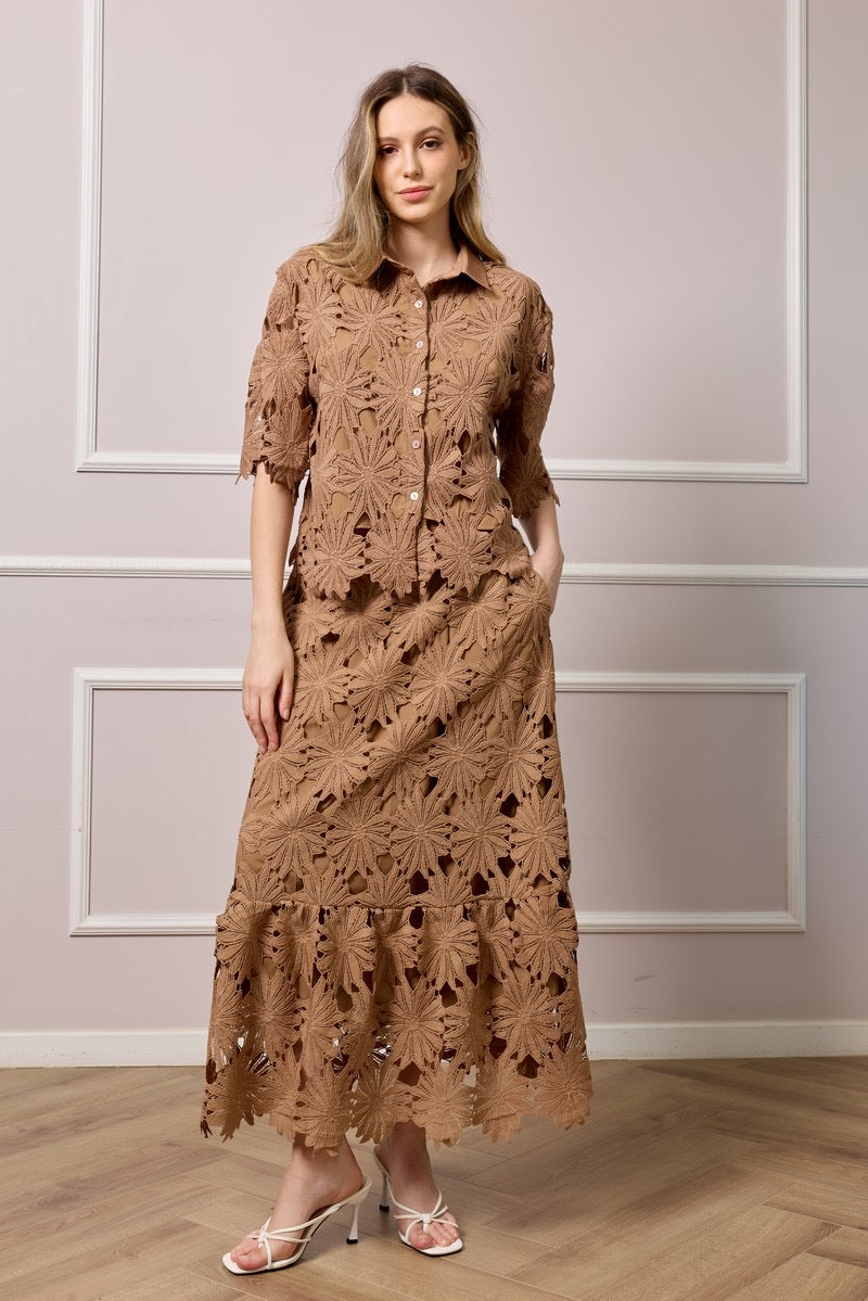 Noreen Lace Top - Taupe