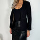 Sinead Black Blazer with Animal Print Details - Black