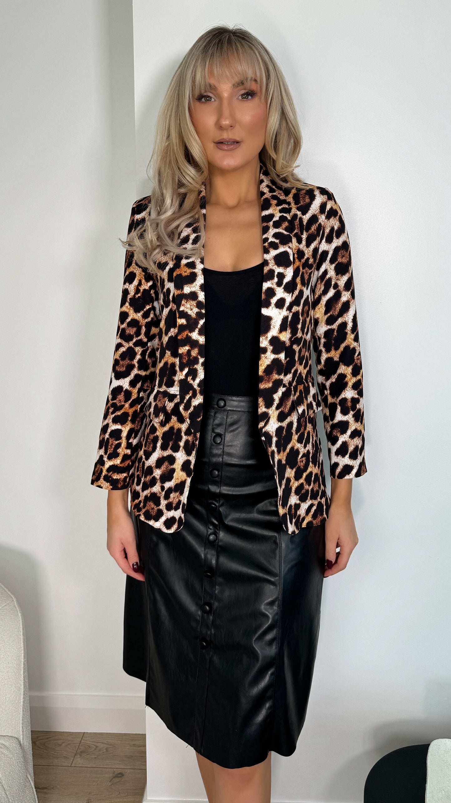 Vivian Animal Print Blazer - Brown