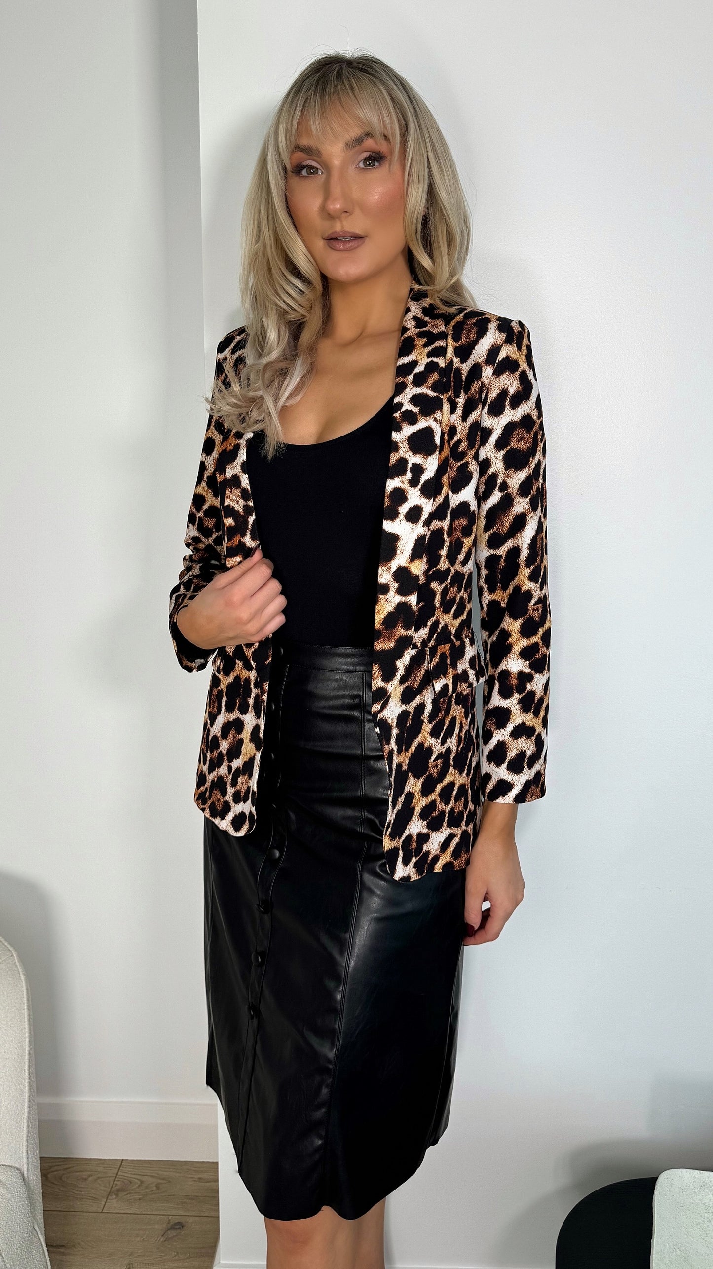 Vivian Animal Print Blazer - Brown