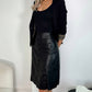 Beatrice Buttoned Leather Skirt - Black