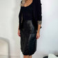 Beatrice Buttoned Leather Skirt - Black