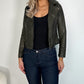 Jess Faux Leather Jacket - Khaki