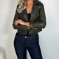 Jess Faux Leather Jacket - Khaki