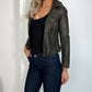 Jess Faux Leather Jacket - Khaki