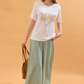 Deborah Wide Leg Capri Pants with Elasticated High Waist - Green