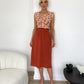 Sonya Elasticated Midi Skirt - Rust