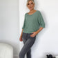 Helen Knit Top with Midi Sleeves - Green