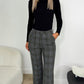 Tailored Check Wool Trousers - Grey