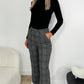 Tailored Check Wool Trousers - Grey