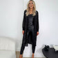 Sequin Longline Cardigan with Ribbed Cuff - Black