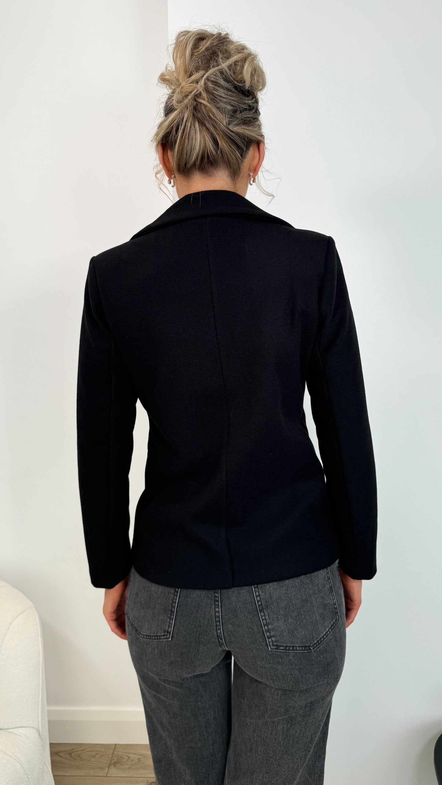 Luna Single Button Coat - Black