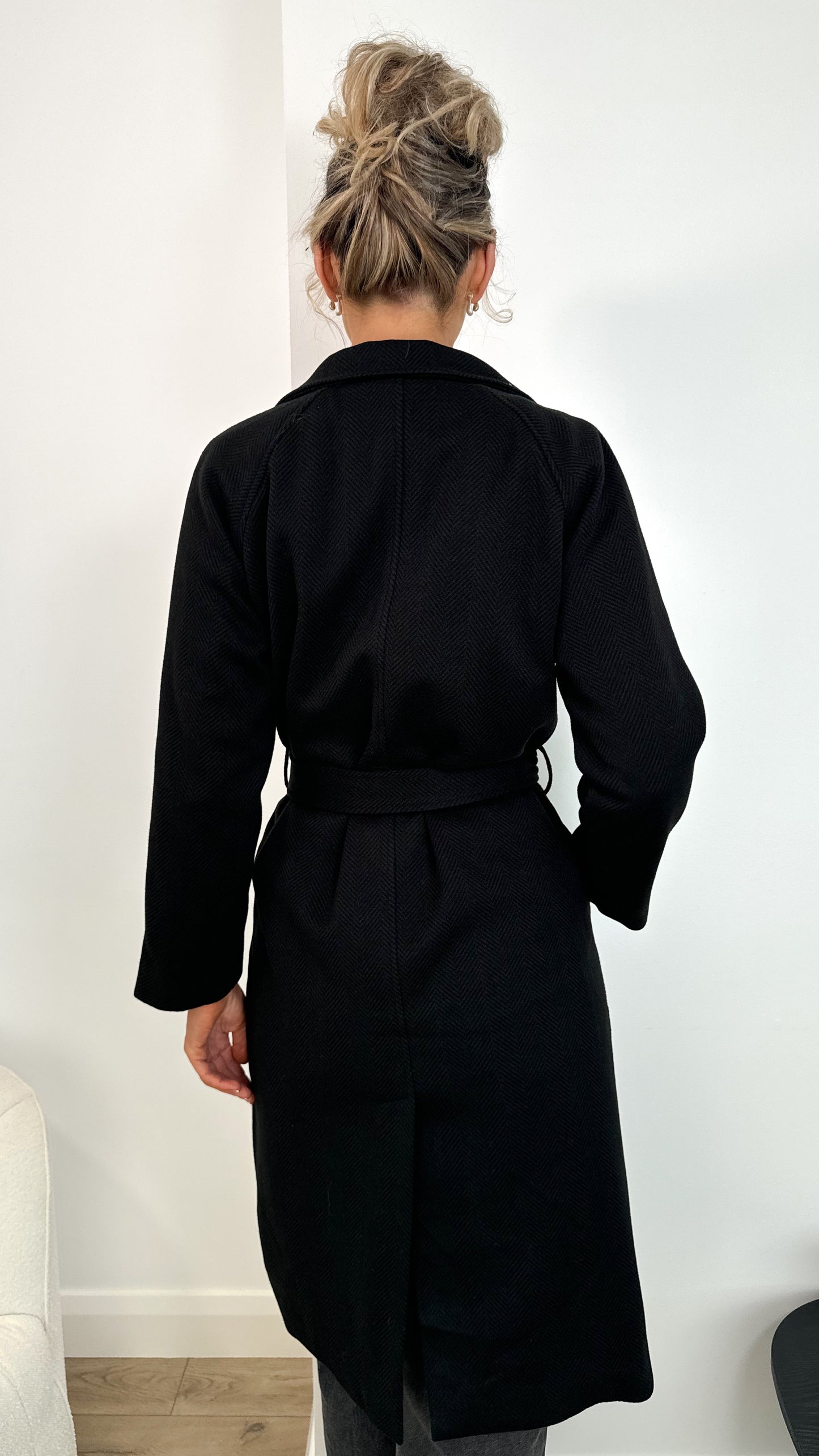 Rachel Belted Maxi Coat - Black