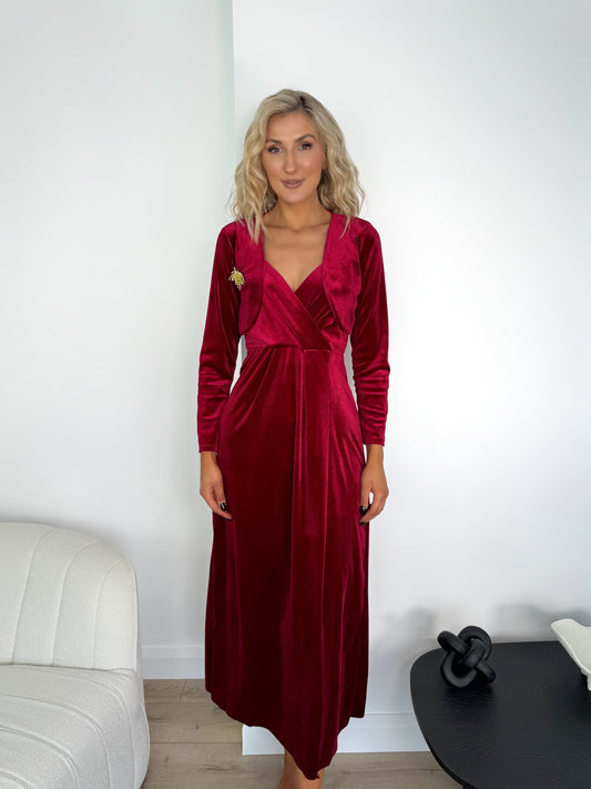 Angelina Red Two Piece Velvet Dress