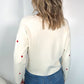 Sofia Heart Print Knit Top - White