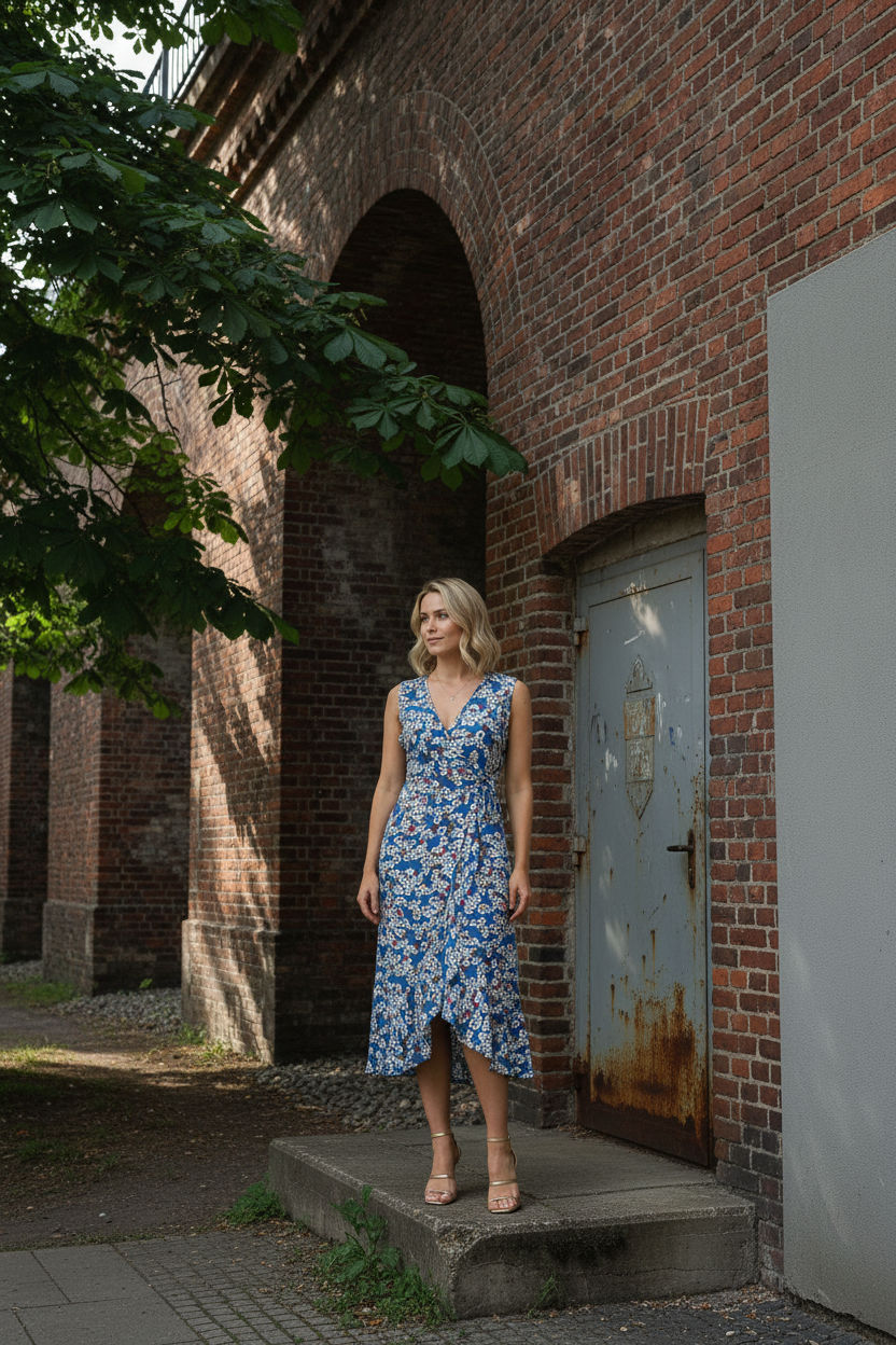 Silvia Floral Wrap Dress - Blue