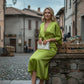 Dorah Satin Maxi Dress - Lime Green