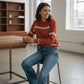 Rust Jumper with Pearl Detail
