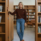 Veronica collar jumper with heart print - Brown