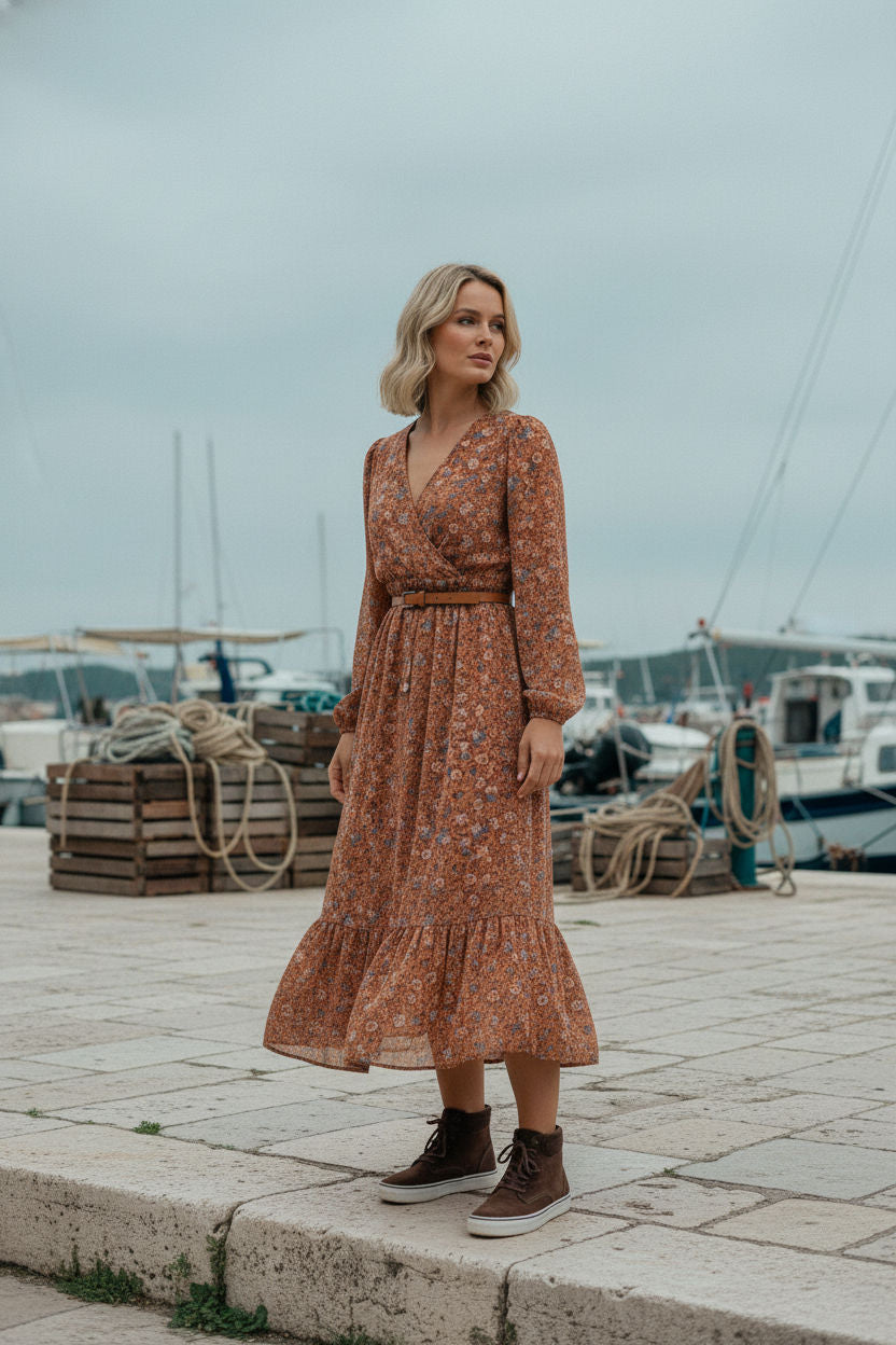 Nicole Floral Dress - Orange