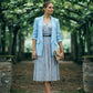 Annie Longline Blazer with Ruched Sleeves - Light Blue