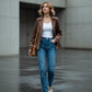 Ciara Button Down Midi Trench Coat - Brown