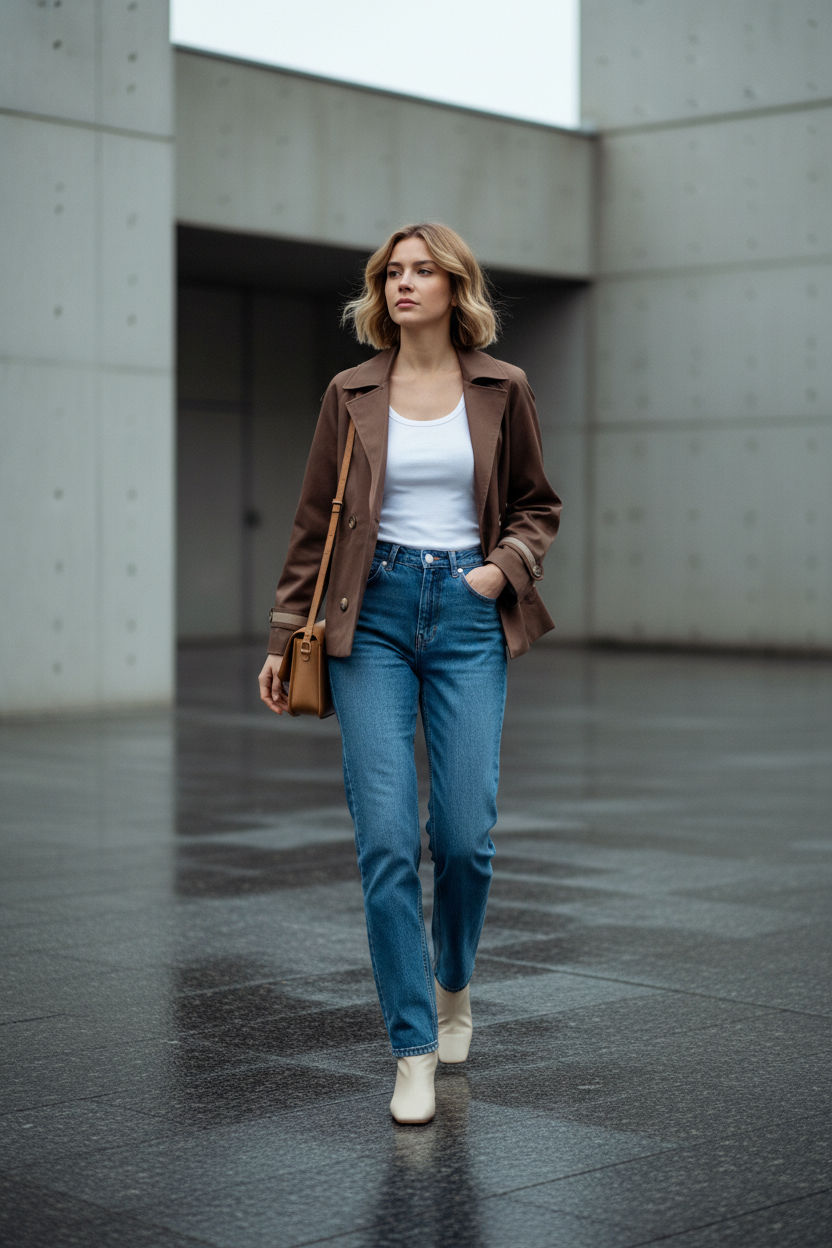Ciara Button Down Midi Trench Coat - Brown