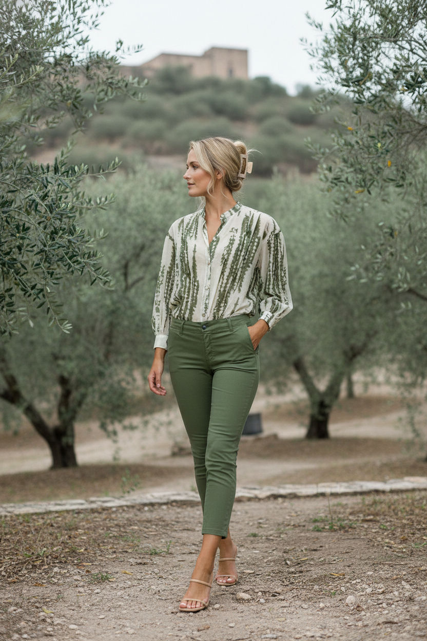 Martina Trousers with Front Pockets - Khaki