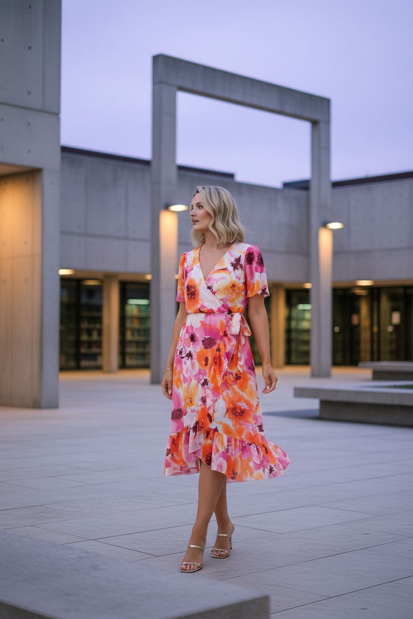 Shona Floral Ruffle Midi Dress