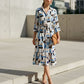 Gail Shirt Style Printed Dress - Blue