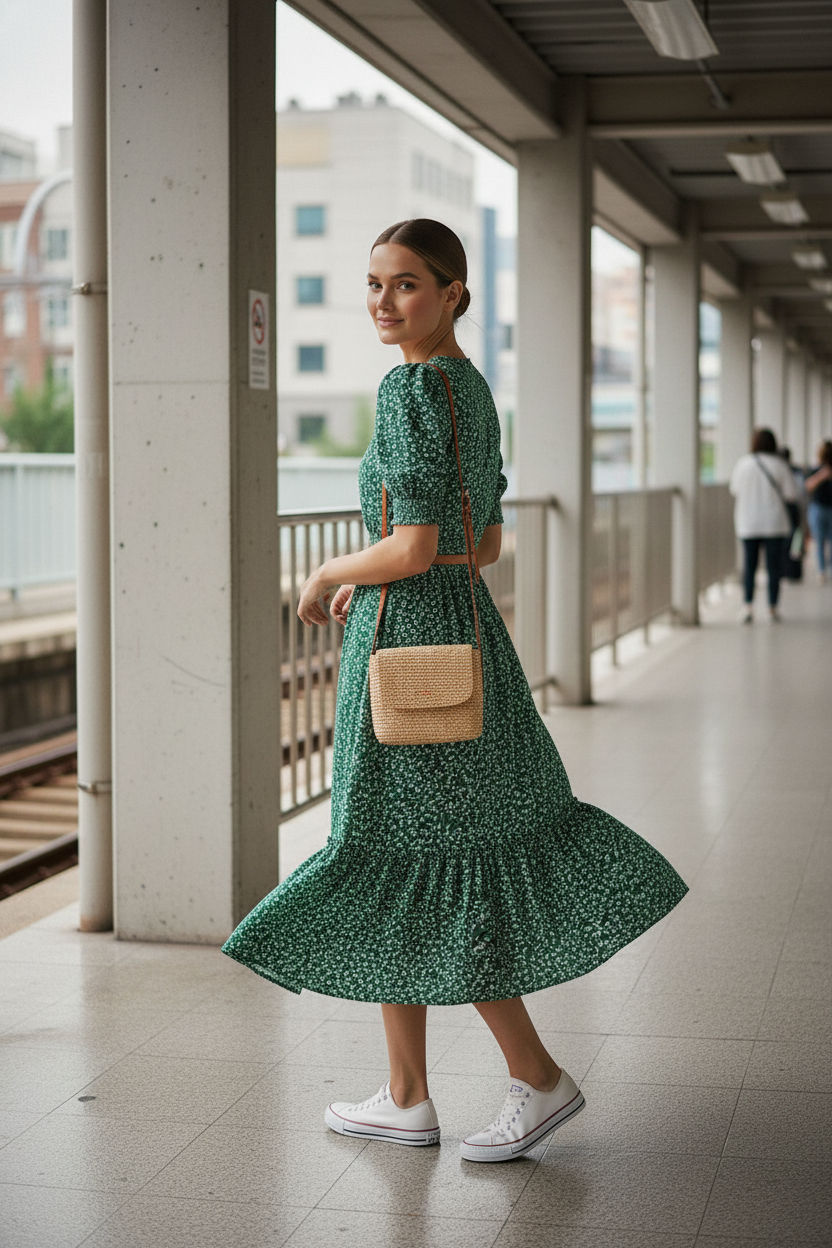 Lucy Floral Print Dress - Green