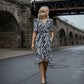 Zoe Black and White Midi Dress