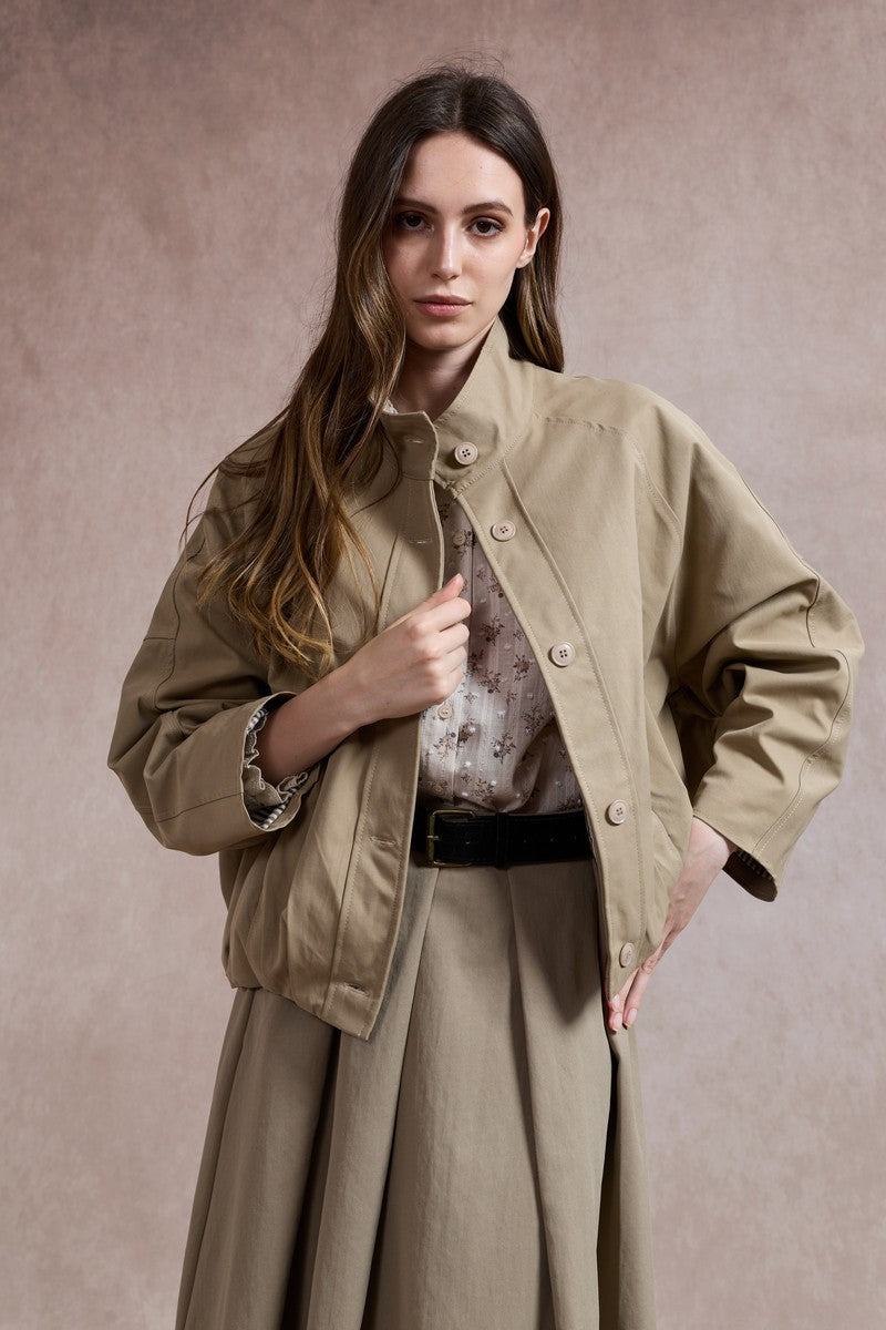 Anna Trench Bomber Jacket - Light Khaki