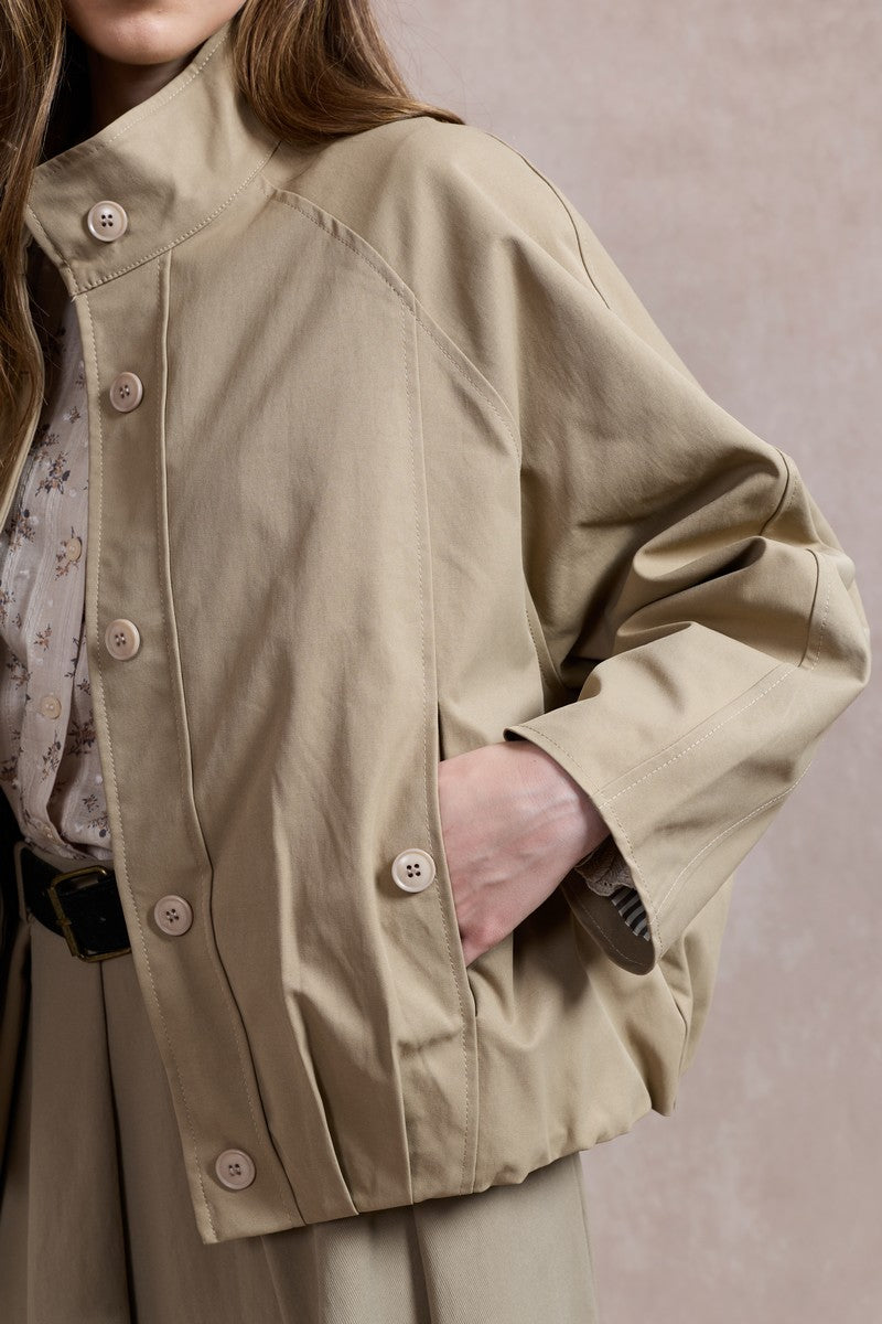 Anna Trench Bomber Jacket - Light Khaki