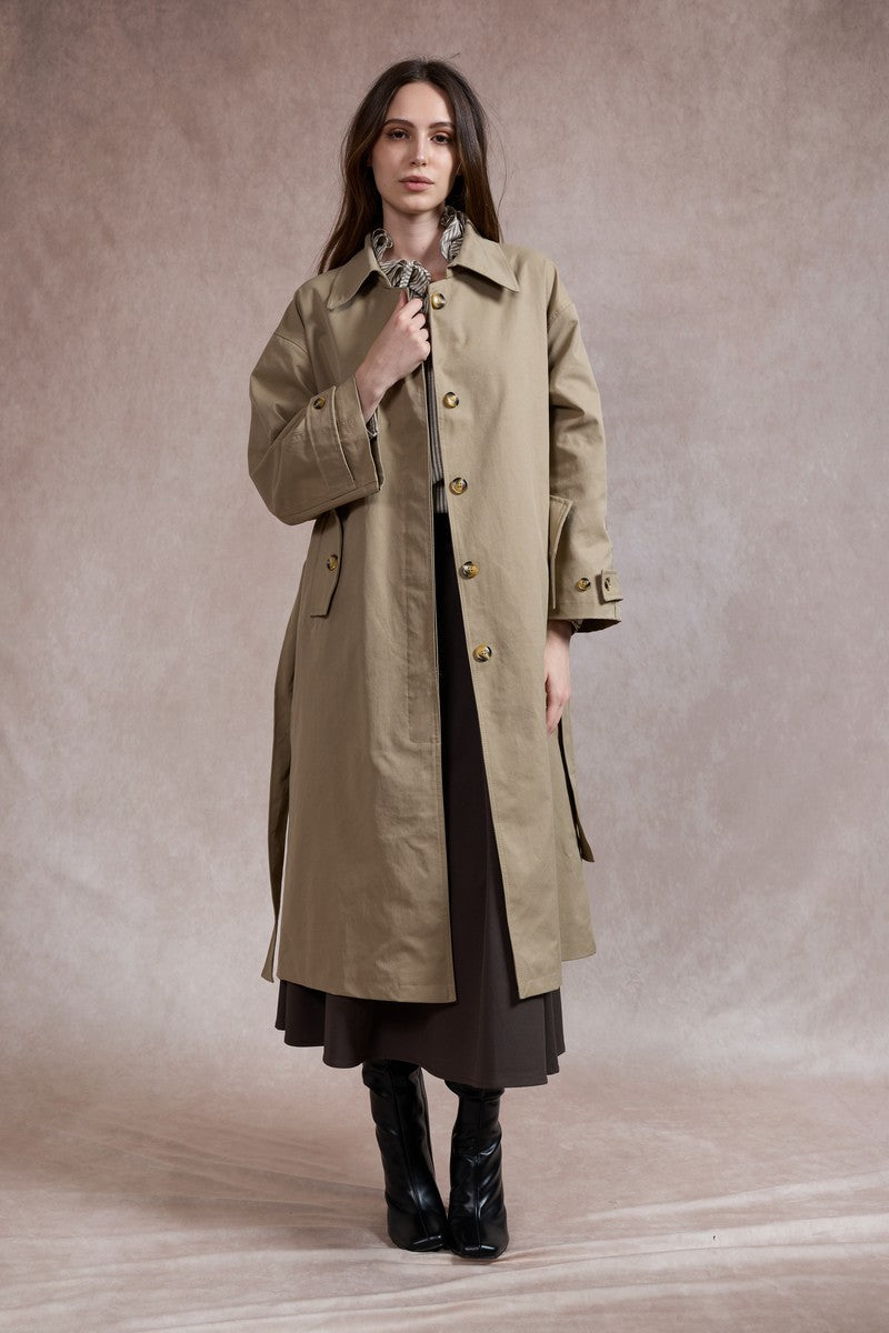 Norah Belted Trench Coat - Light Khaki