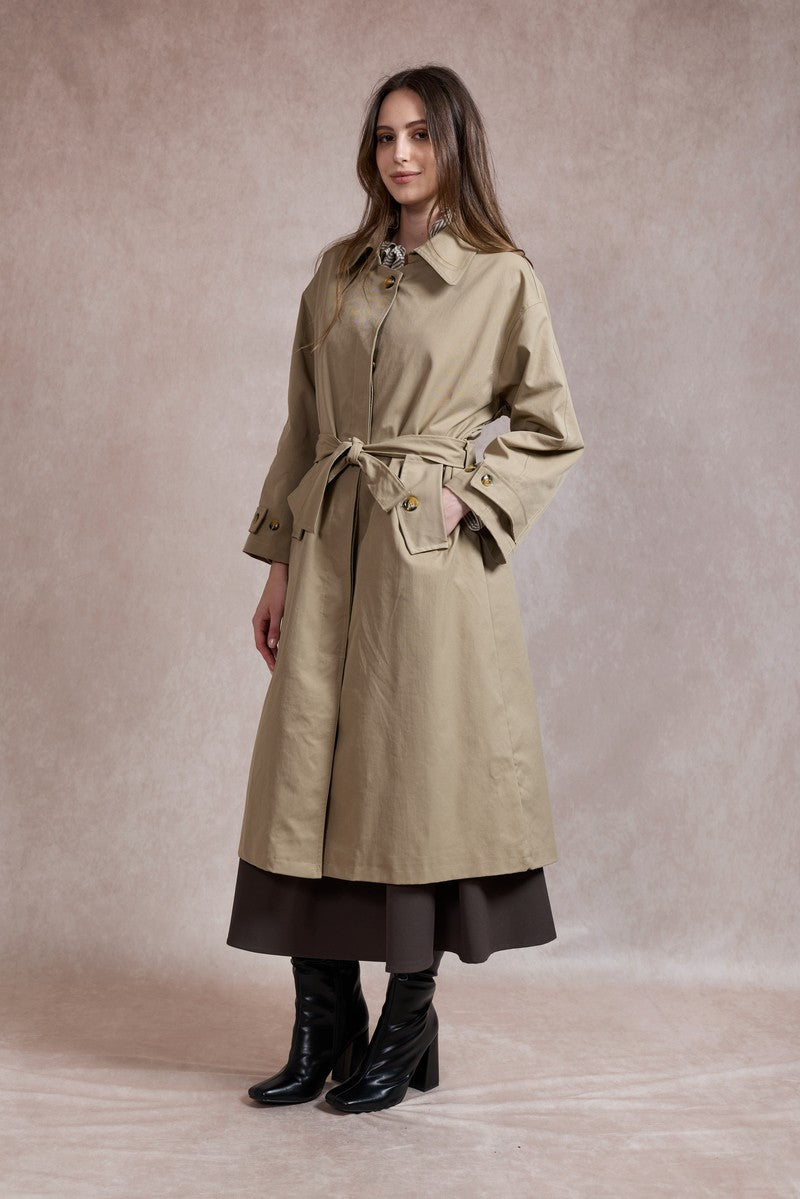 Norah Belted Trench Coat - Light Khaki
