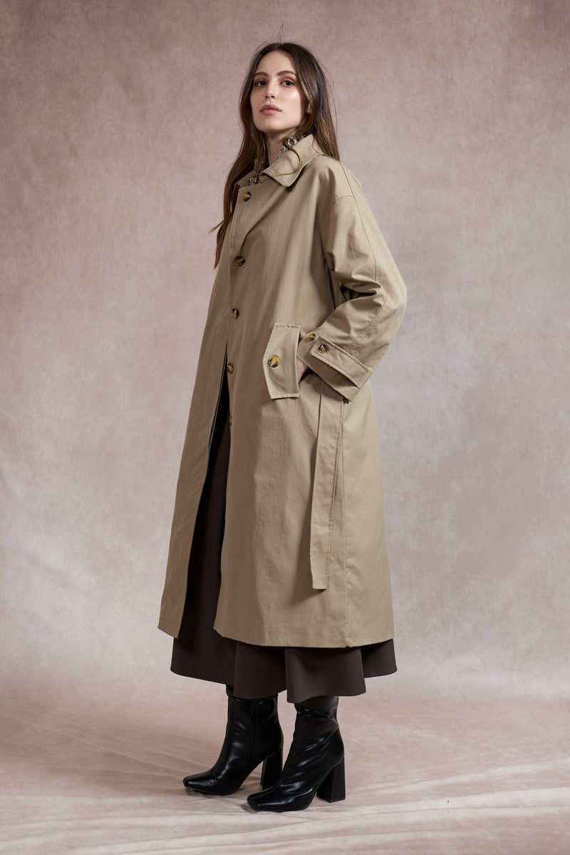 Norah Belted Trench Coat - Light Khaki