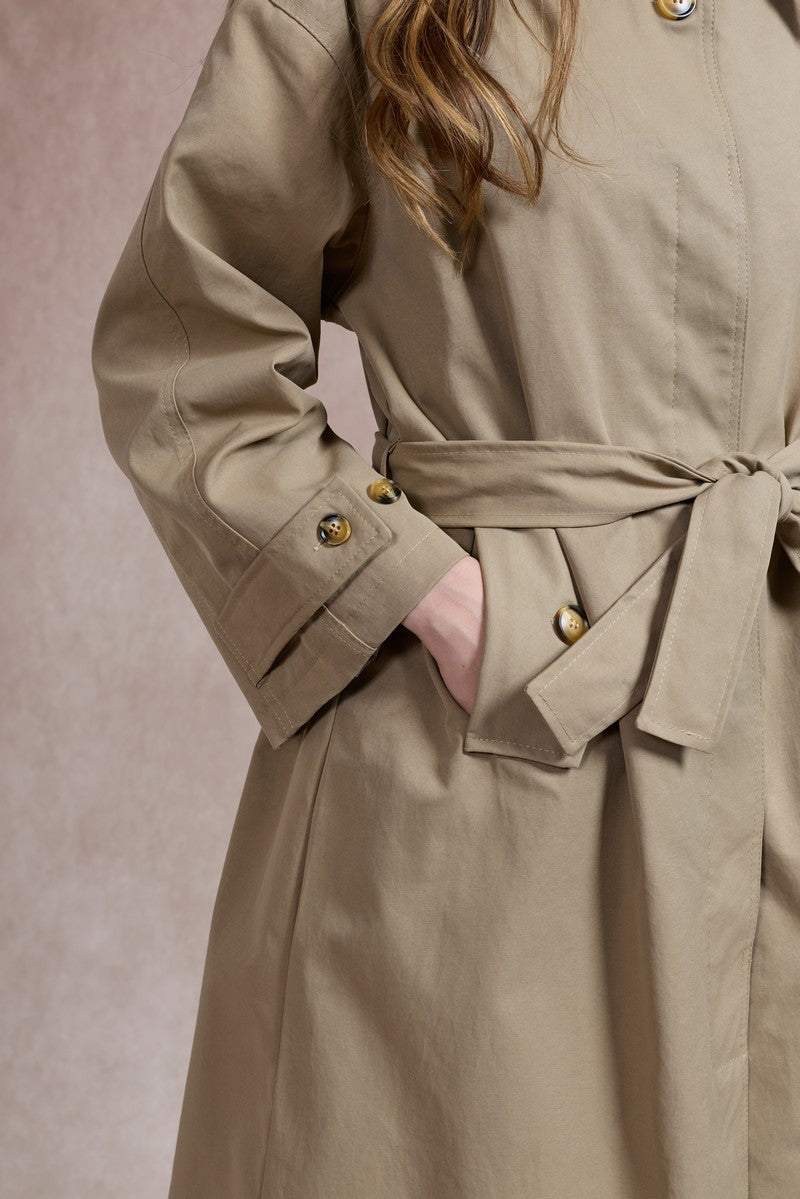Norah Belted Trench Coat - Light Khaki