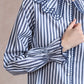 Emily Striped Shirt with Ruffle Collar - Navy