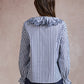 Emily Striped Shirt with Ruffle Collar - Navy