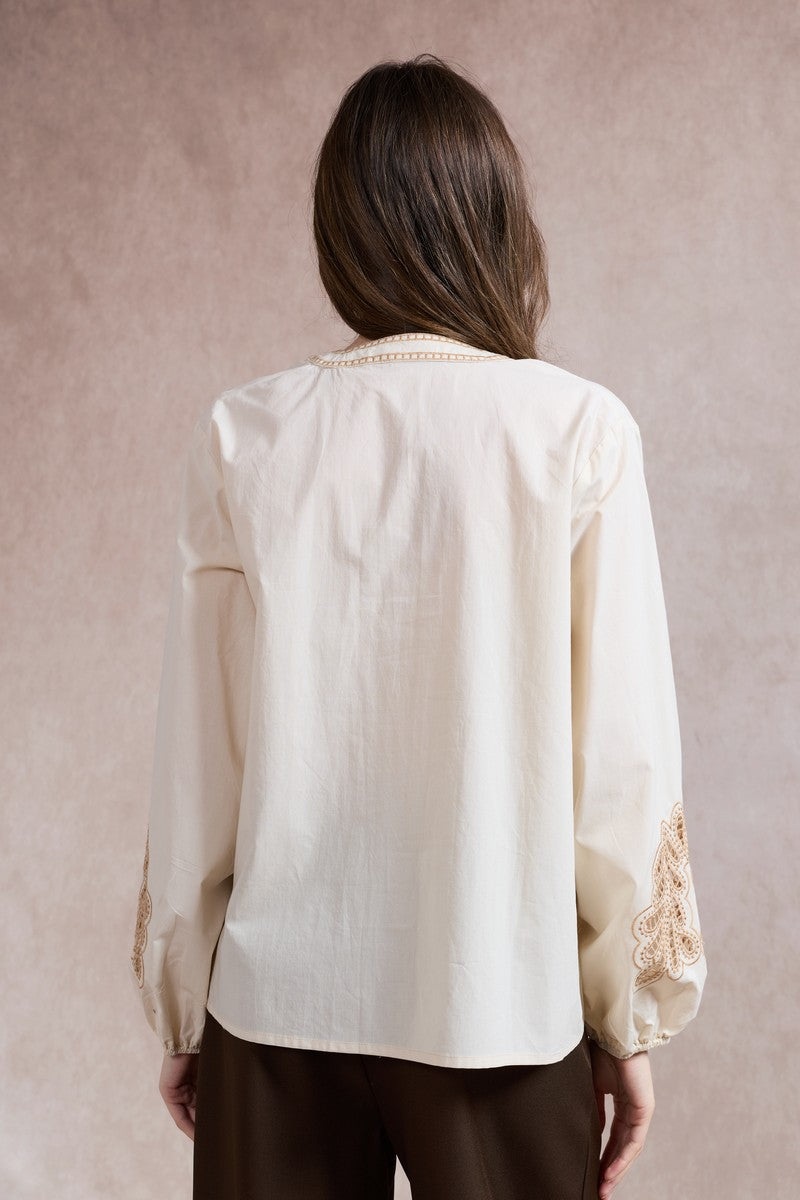 Carol Embroidered Shirt - Beige