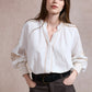 Diana Embroidered Shirt with Elasticated Cuffs - White