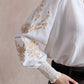 Diana Embroidered Shirt with Elasticated Cuffs - White
