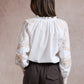 Diana Embroidered Shirt with Elasticated Cuffs - White